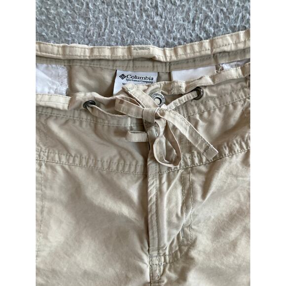 Columbia Shorts Large Drawstring Zip Relaxed Beige Pocket Khaki Hike Outdoor Y2K - Picture 3 of 15
